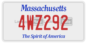 4WZ292 license plate in Massachusetts