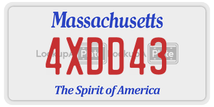 4XDD43 license plate in Massachusetts