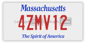 4ZMV12 license plate in Massachusetts
