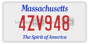 4ZV948 license plate in Massachusetts