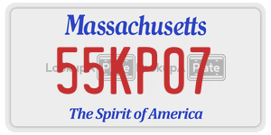 55KP07 license plate in Massachusetts