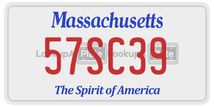 57SC39  license plate in MA