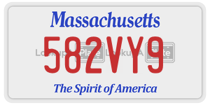 582VY9 license plate in Massachusetts