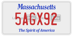 5AGX92  license plate in MA