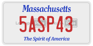 5ASP43  license plate in MA