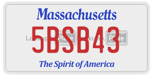 5BSB43  license plate in MA