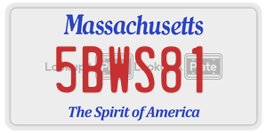 5BWS81 license plate in Massachusetts