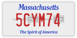 5CYM74 license plate in Massachusetts