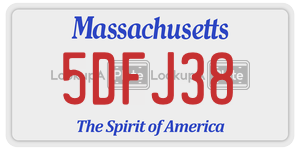 5DFJ38 license plate in Massachusetts