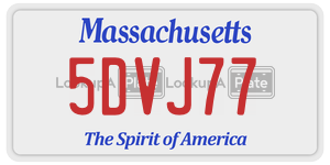 5DVJ77  license plate in MA