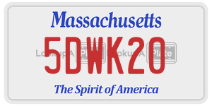 5DWK20  license plate in MA
