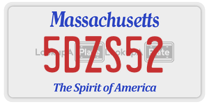 5DZS52  license plate in MA