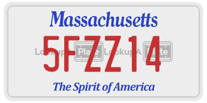 5FZZ14 license plate in Massachusetts
