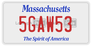 5GAW53 license plate in Massachusetts