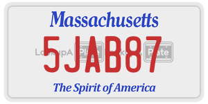 5JAB87 license plate in Massachusetts