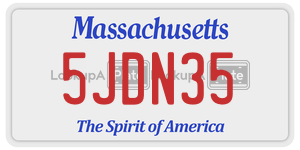 5JDN35  license plate in MA
