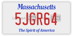 5JGR64 license plate in Massachusetts