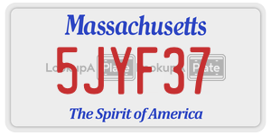 5JYF37 license plate in Massachusetts