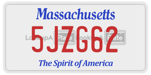 5JZG62  license plate in MA
