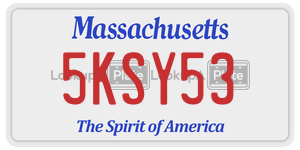 5KSY53  license plate in MA