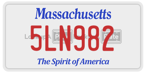 5LN982 license plate in Massachusetts