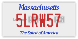 5LRW57 license plate in Massachusetts