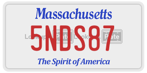 5NDS87 license plate in Massachusetts