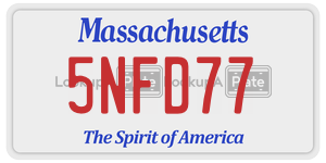 5NFD77 license plate in Massachusetts