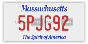 5PJG92 license plate in Massachusetts