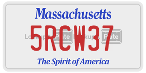 5RCW37 license plate in Massachusetts