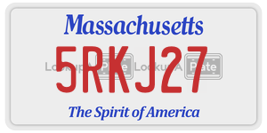 5RKJ27  license plate in MA