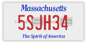 5SJH34 license plate in Massachusetts