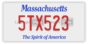 5TX523 license plate in Massachusetts