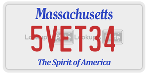 5VET34  license plate in MA