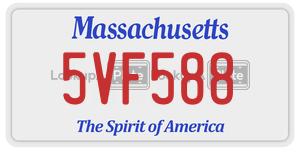5VF588 license plate in Massachusetts