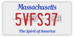 5VFS37 license plate in Massachusetts