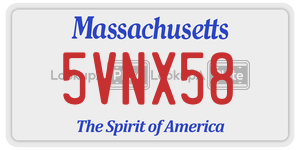 5VNX58  license plate in MA