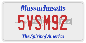 5VSM92 license plate in Massachusetts