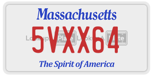 5VXX64 license plate in Massachusetts
