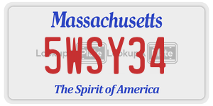 5WSY34  license plate in MA