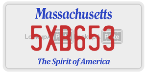 5XB653  license plate in MA