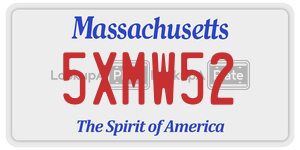 5XMW52 license plate in Massachusetts