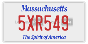 5XR549  license plate in MA
