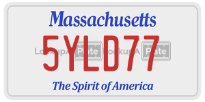 5YLD77 license plate in Massachusetts