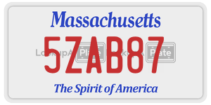 5ZAB87 license plate in Massachusetts