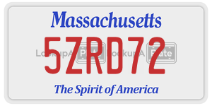 5ZRD72 license plate in Massachusetts
