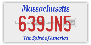 639JN5 license plate in Massachusetts