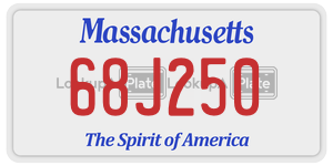 68J250 license plate in Massachusetts