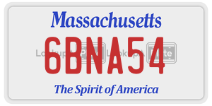 6BNA54 license plate in Massachusetts