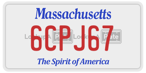 6CPJ67  license plate in MA